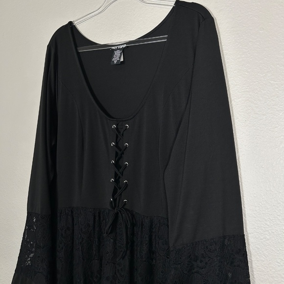 Hot Topic plus size 3X skull lace maxi dress bell sleeve black goth witchy - Picture 7 of 14